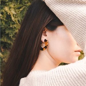 Acetate Flat Tortoise Shell Hoops